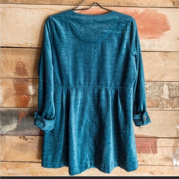 SOFT surroundings flona teal chenille velvety tunic blazer sz medium - Picture 3 of 6